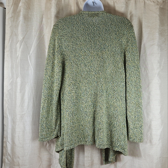 NWOT Jones NY green tweed linen open front cardigan sweater Womens Large - Picture 4 of 6